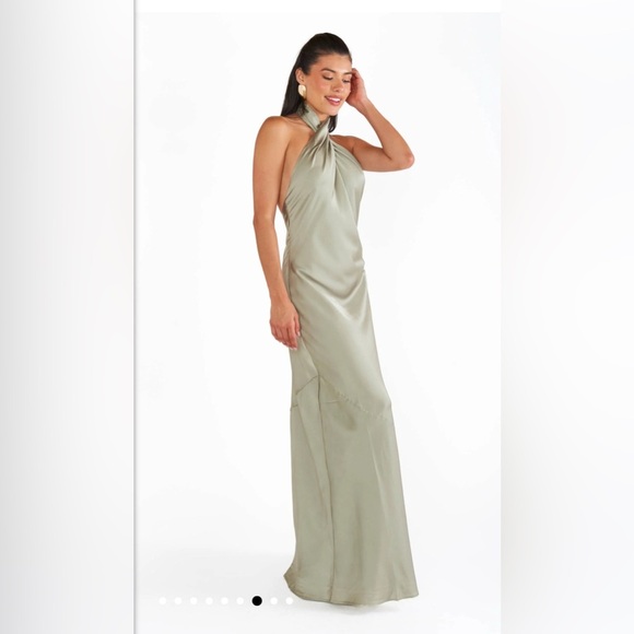 NWOT SHOW ME YOUR MUMU- Jasmine Halter Maxi Dress size L color: Moss Green - Picture 7 of 8